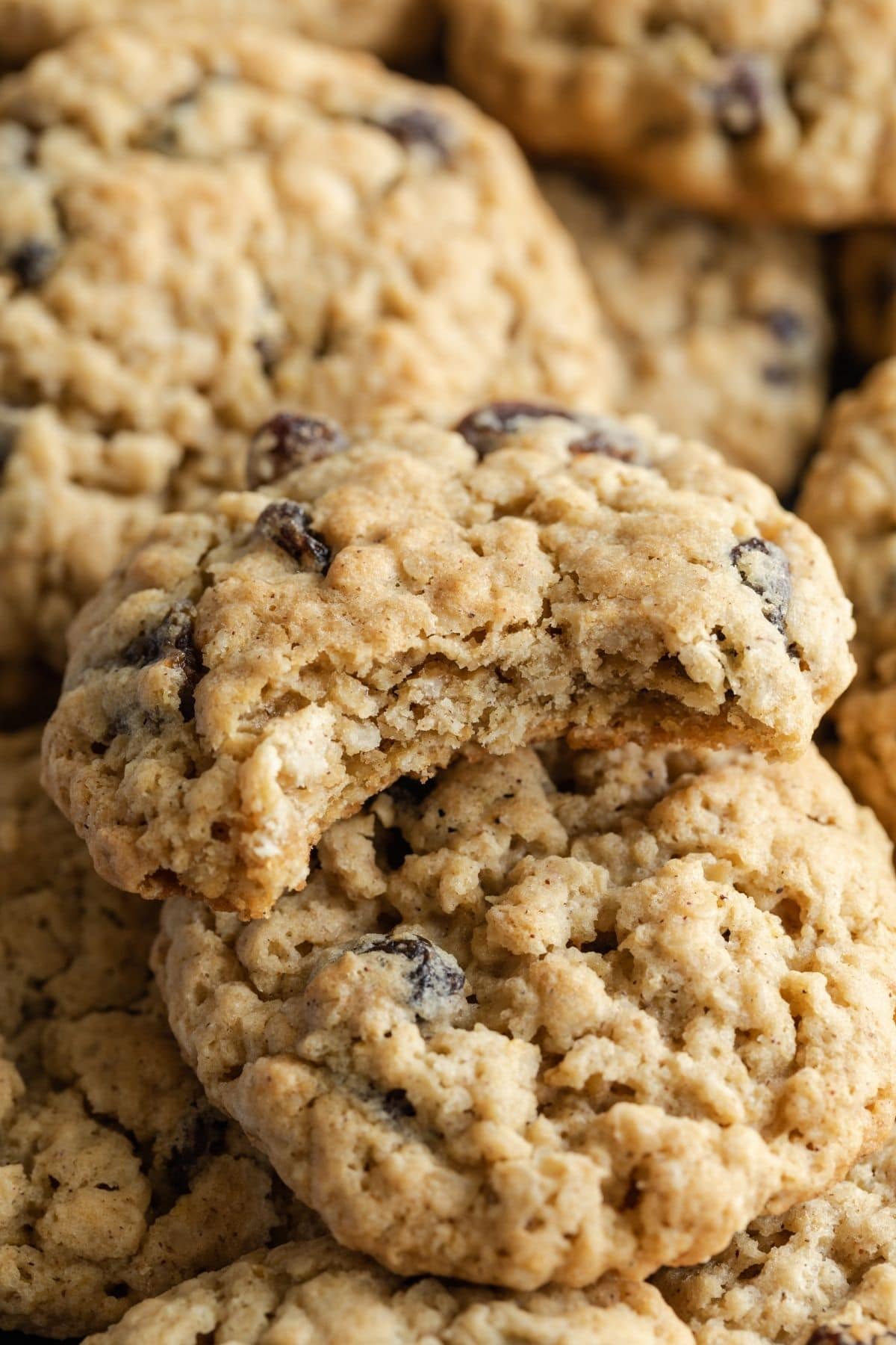 oatmeal raisin cookie with a bite taken out
