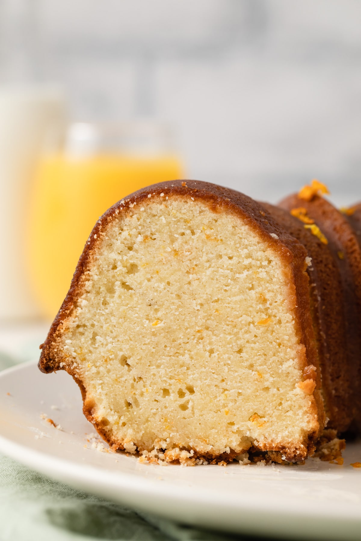 close up of slice of pound cake