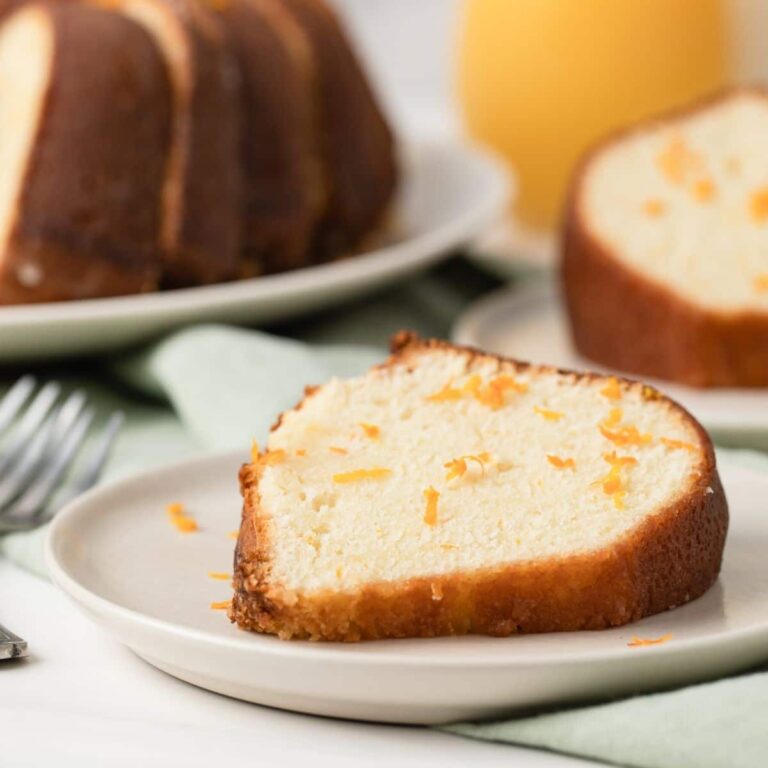 slice of pound cake with orange zest