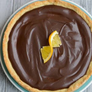 overhead of Chocolate Orange Ricotta Tart