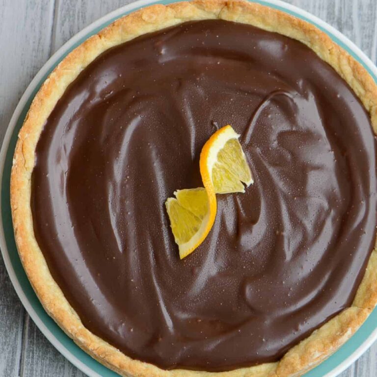 overhead of Chocolate Orange Ricotta Tart