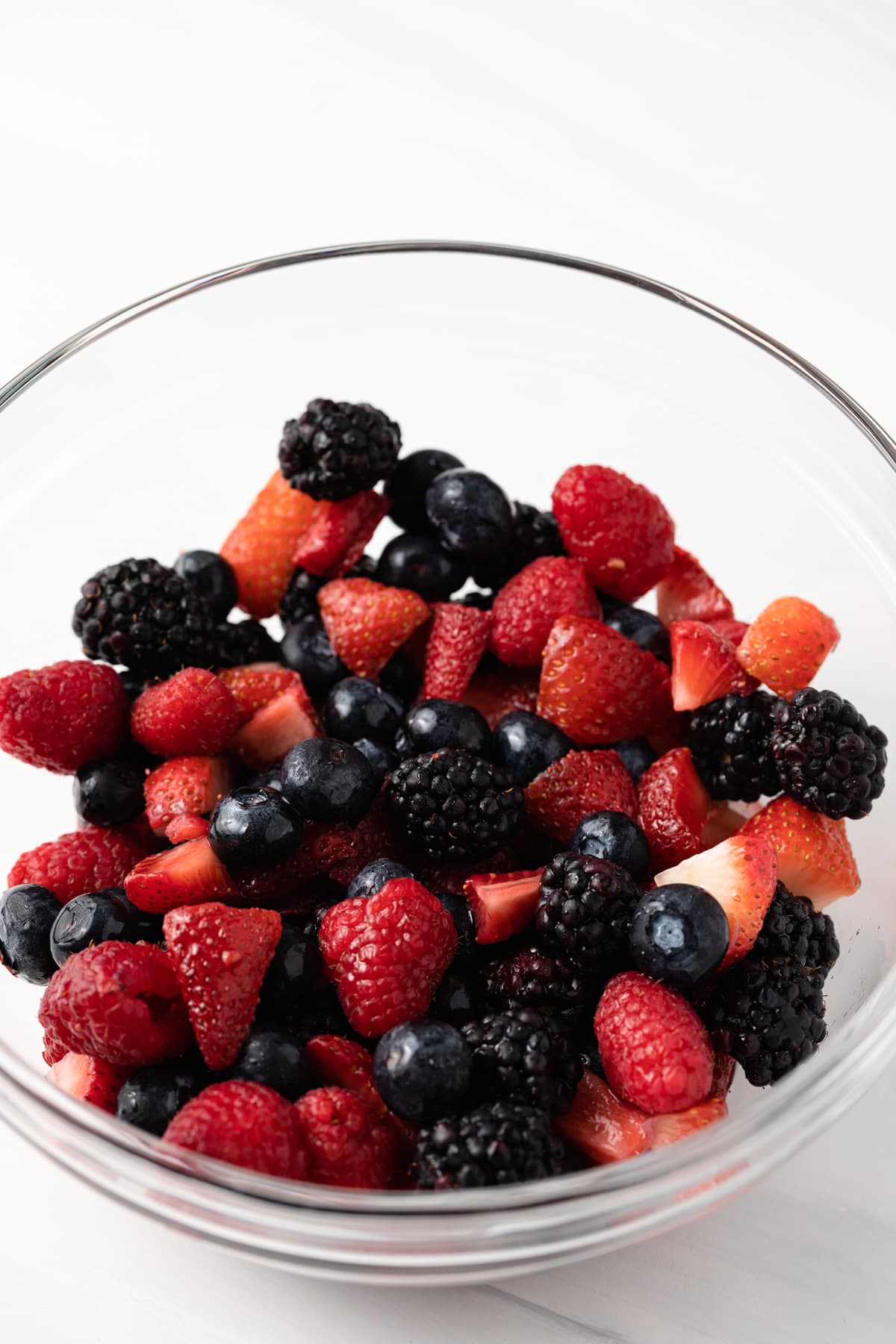 Mixed berries in glass bowl
