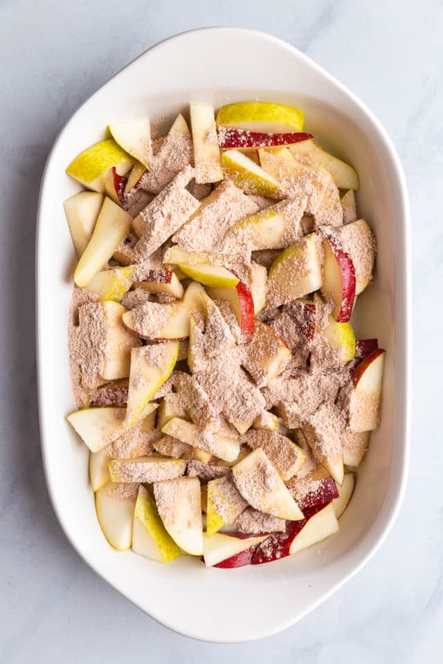 pears coated in cinnamon and sugar