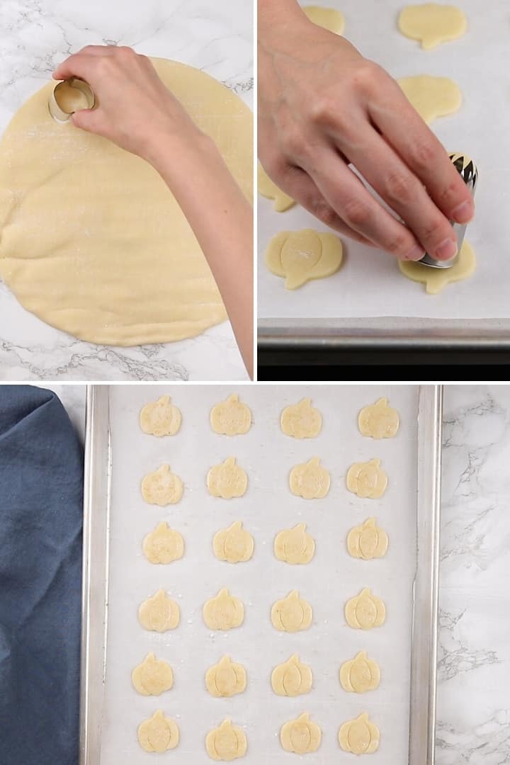 process shots for making pie crust cutouts