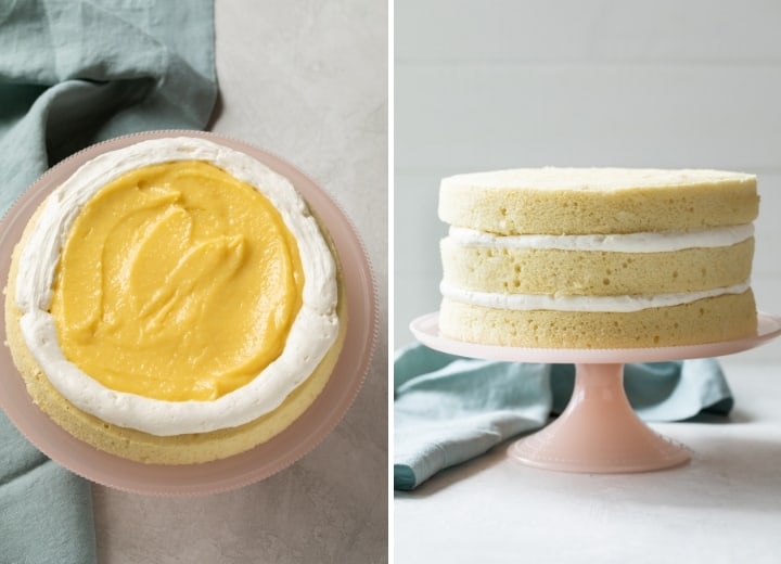 process shots assembling pineapple coconut cake