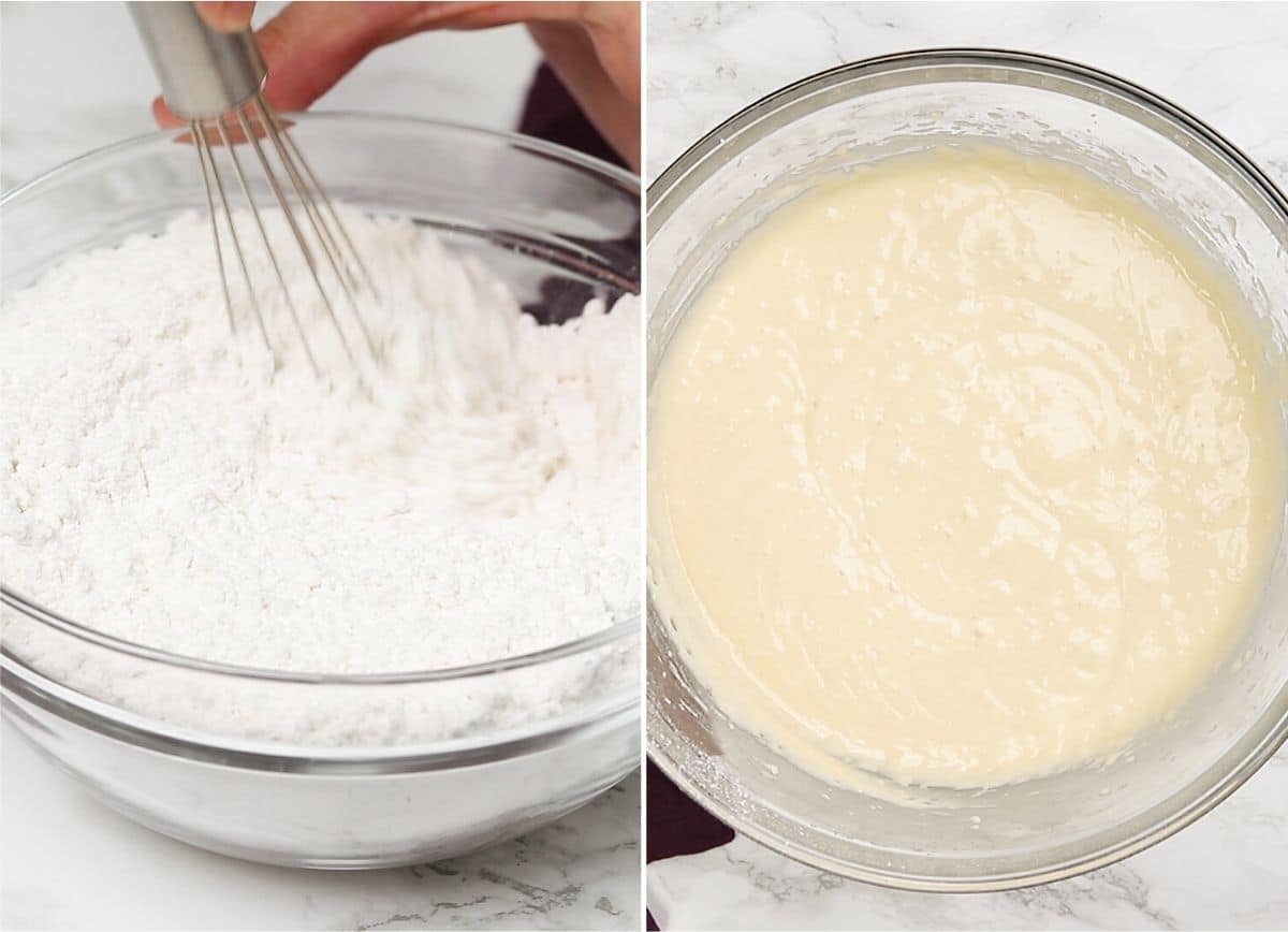 process shots for making marble cake batter