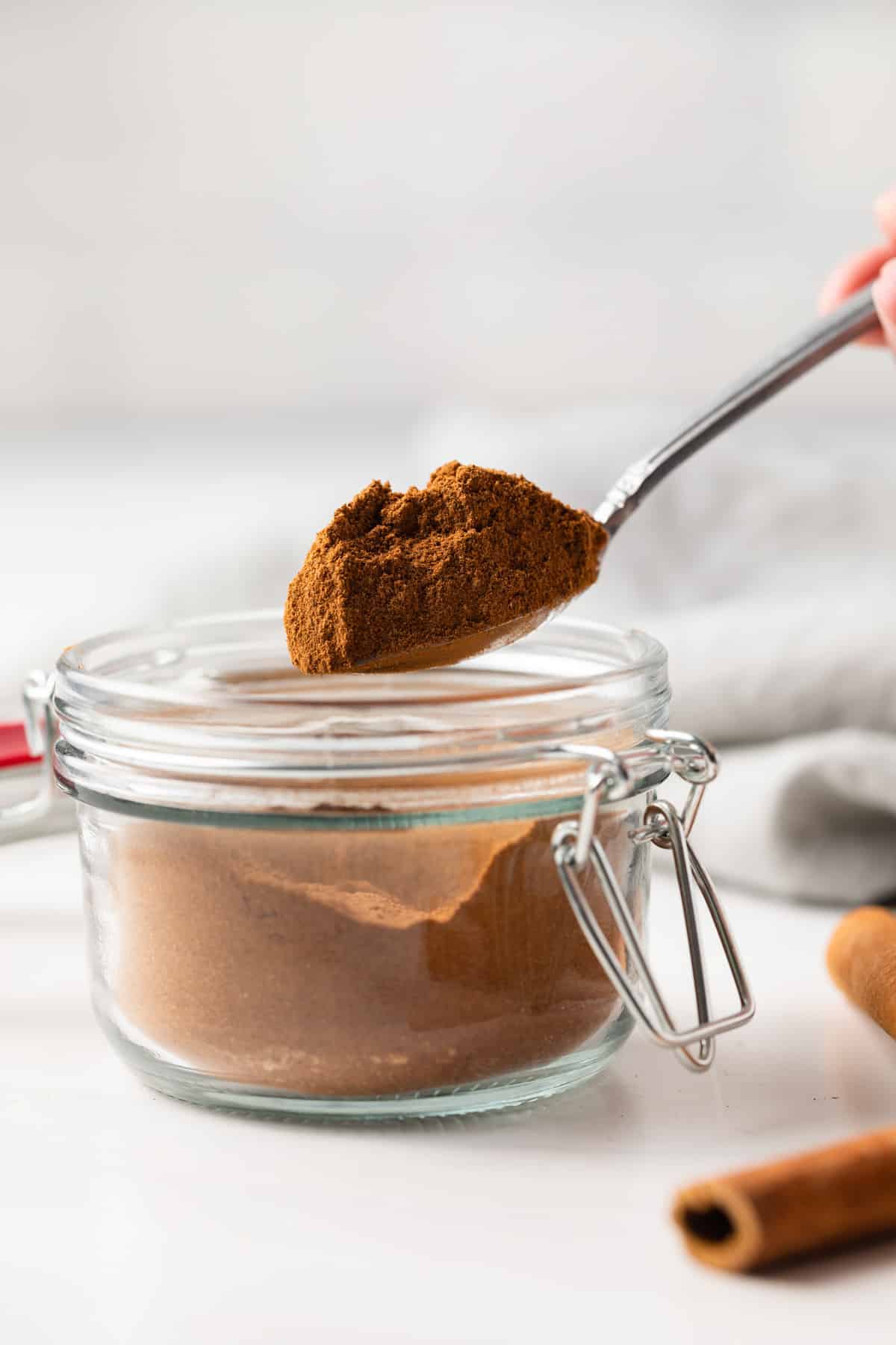 Pumpkin pie spice on a spoon.