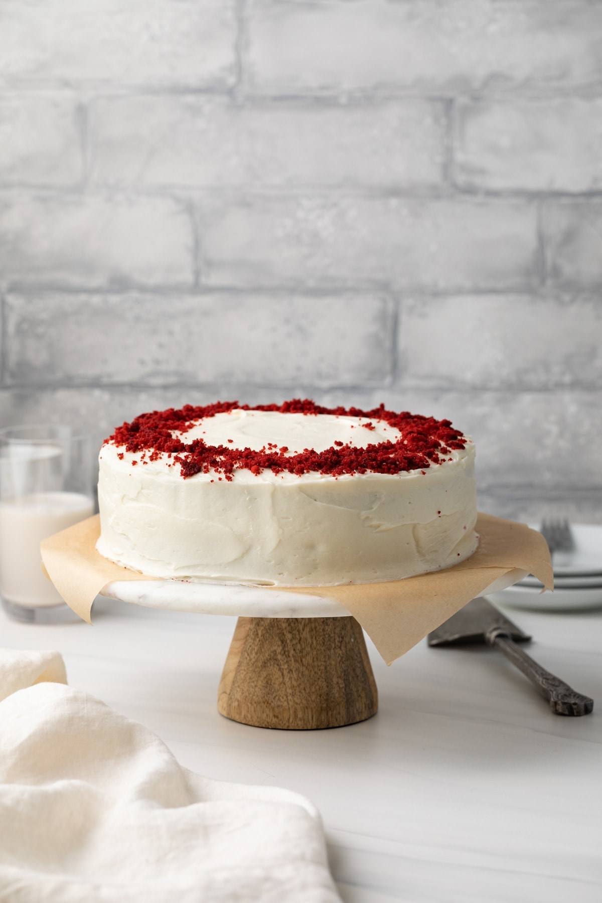 Classic red velvet cake .
