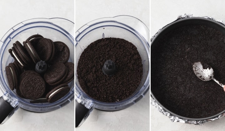 process shots for making oreo crust