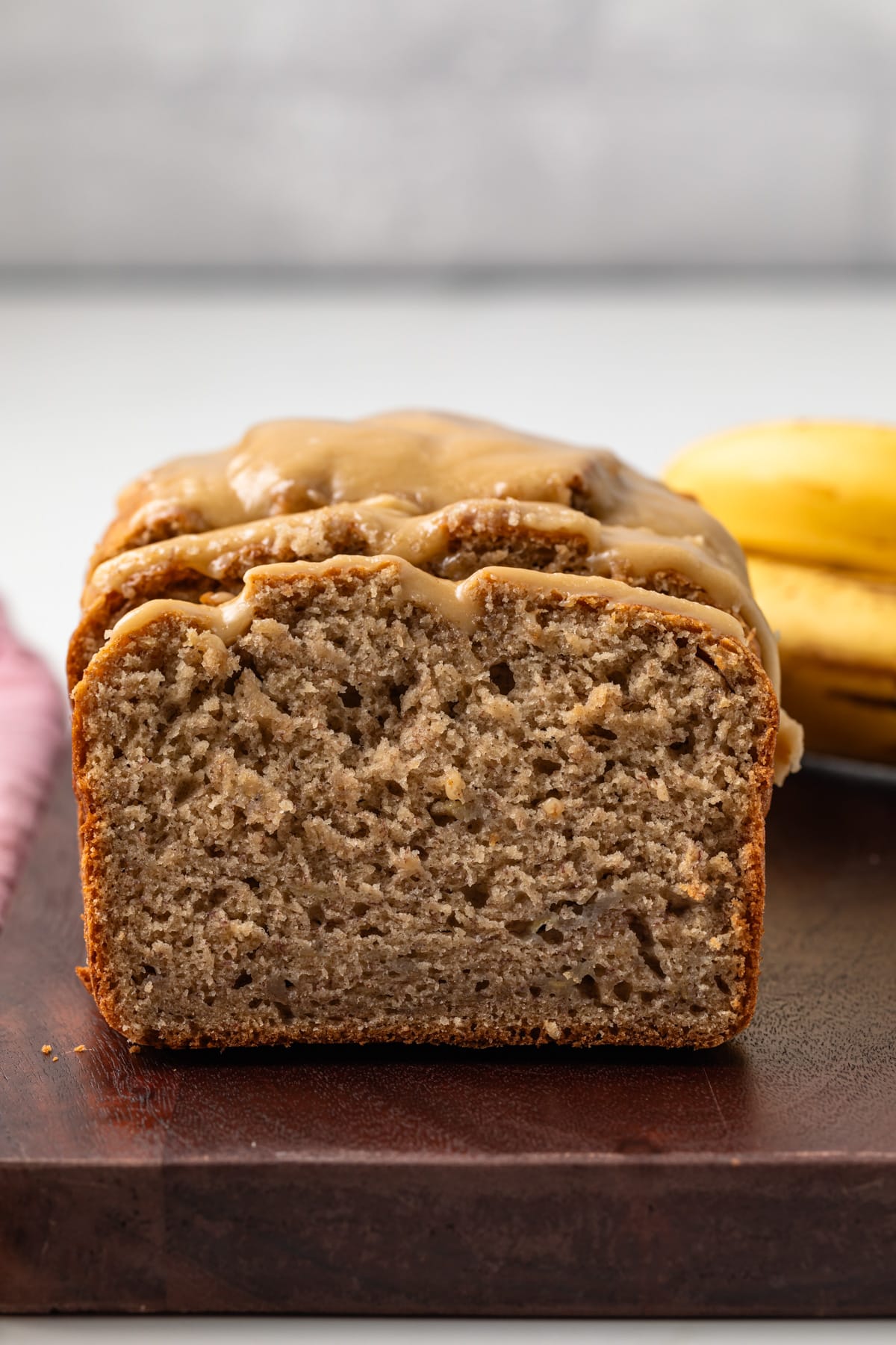 Open face salted caramel banana bread.