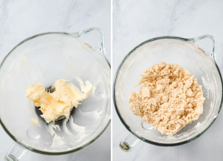 process shots for mixing shortbread cookie dough