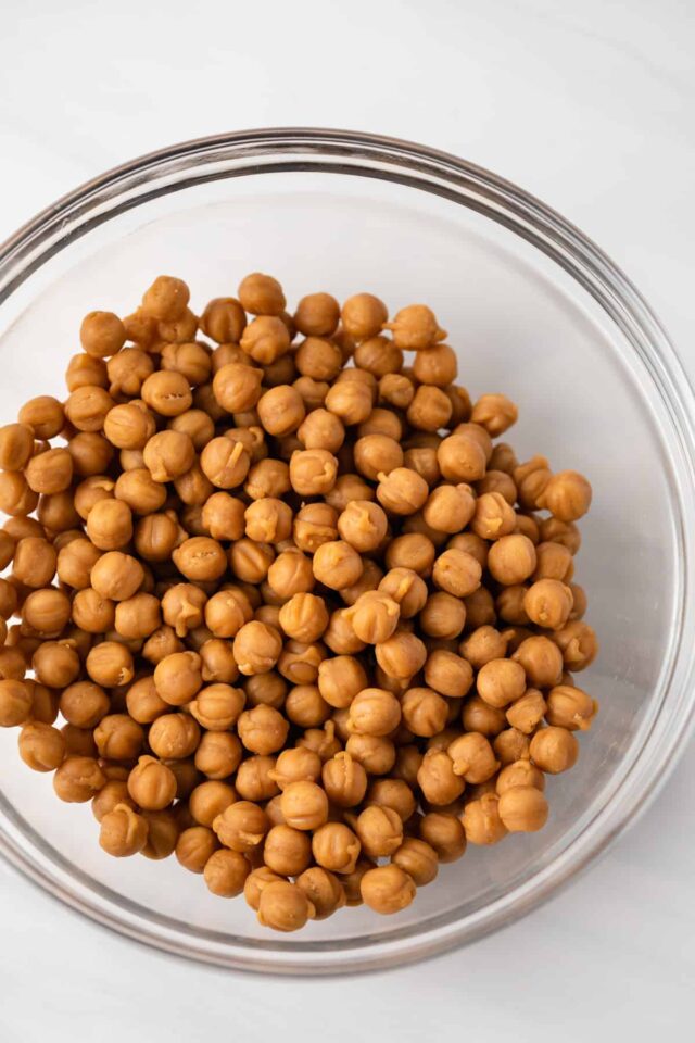 Caramel bits in a glass bowl