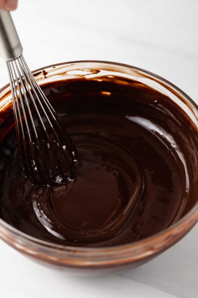 Chocolate ganache in a bowl
