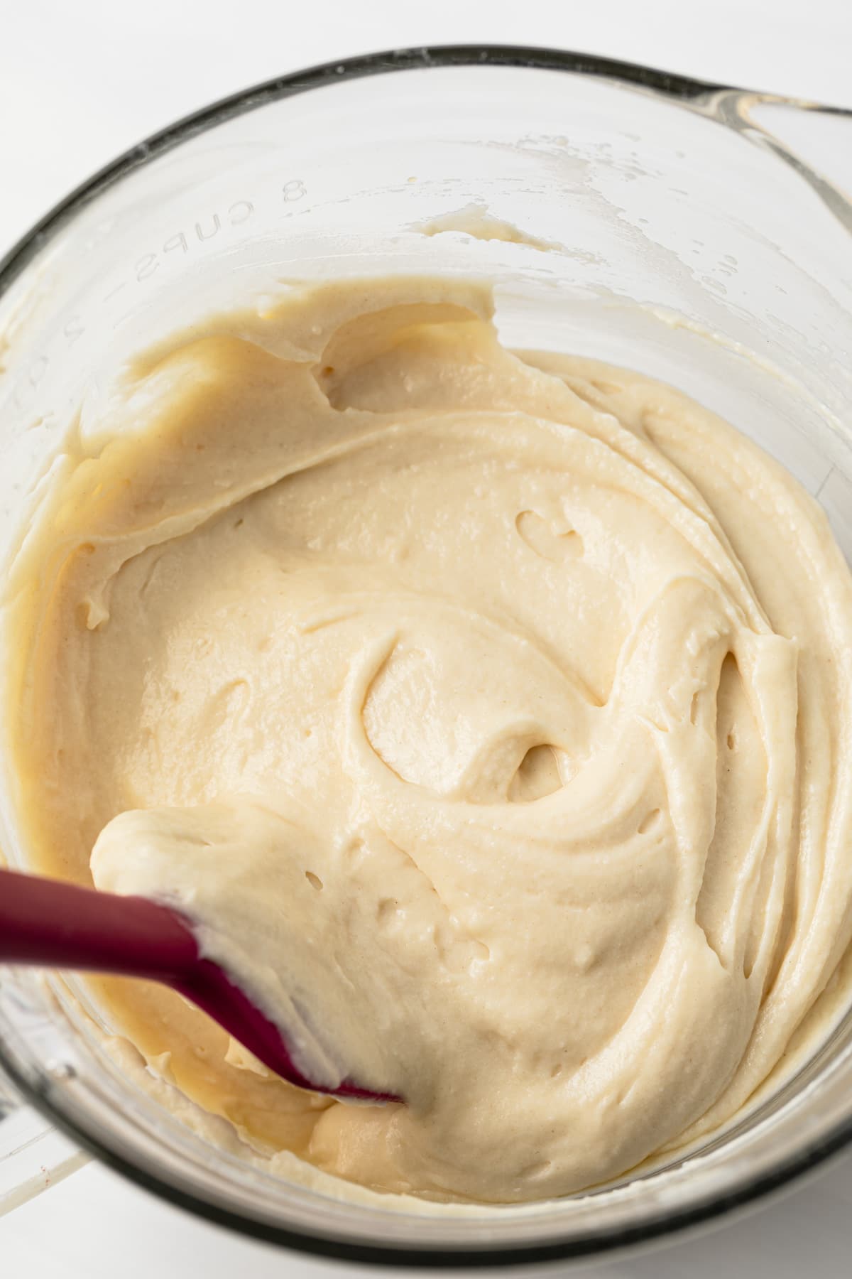 coffee cake batter in glass bowl