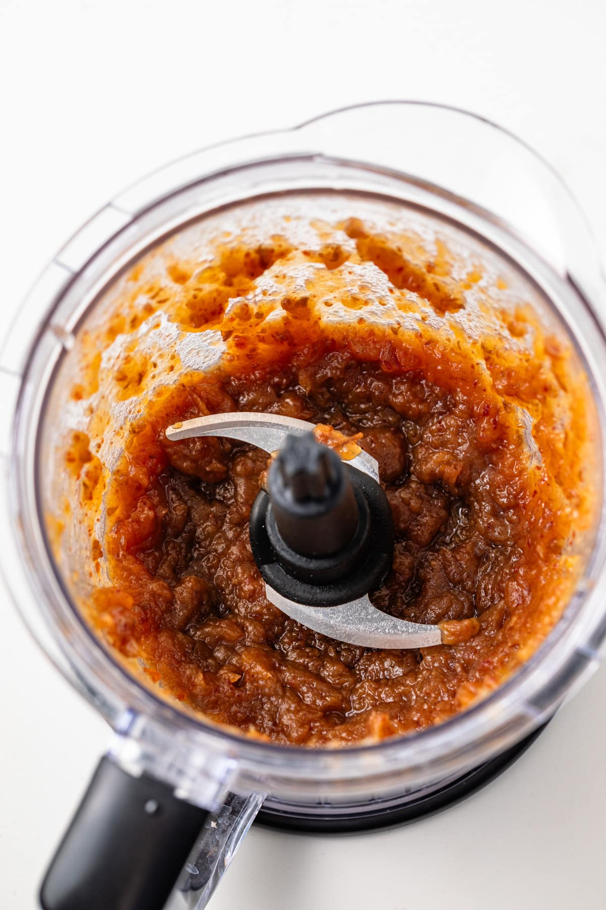 Pureed dates in a food processor.