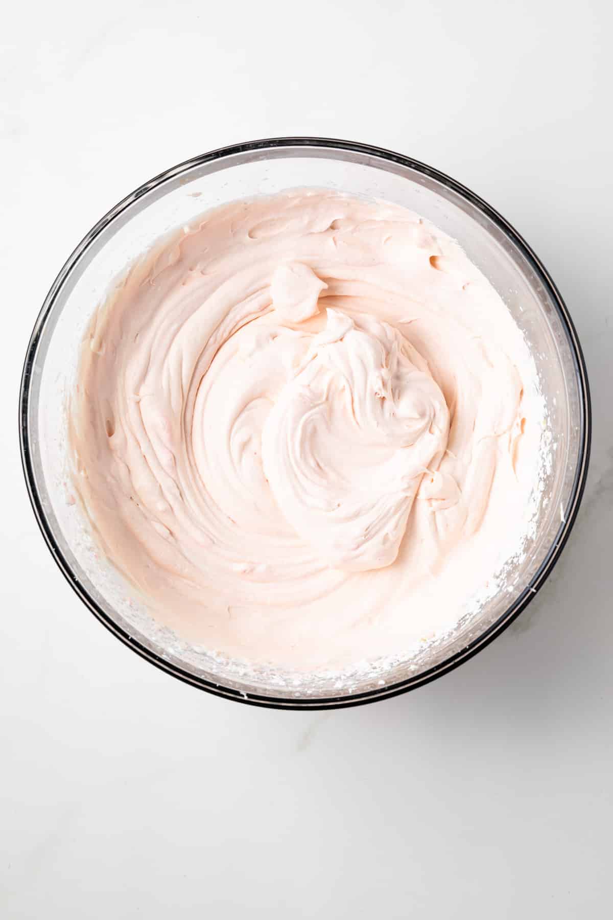 Whipped cream with strawberry extract.