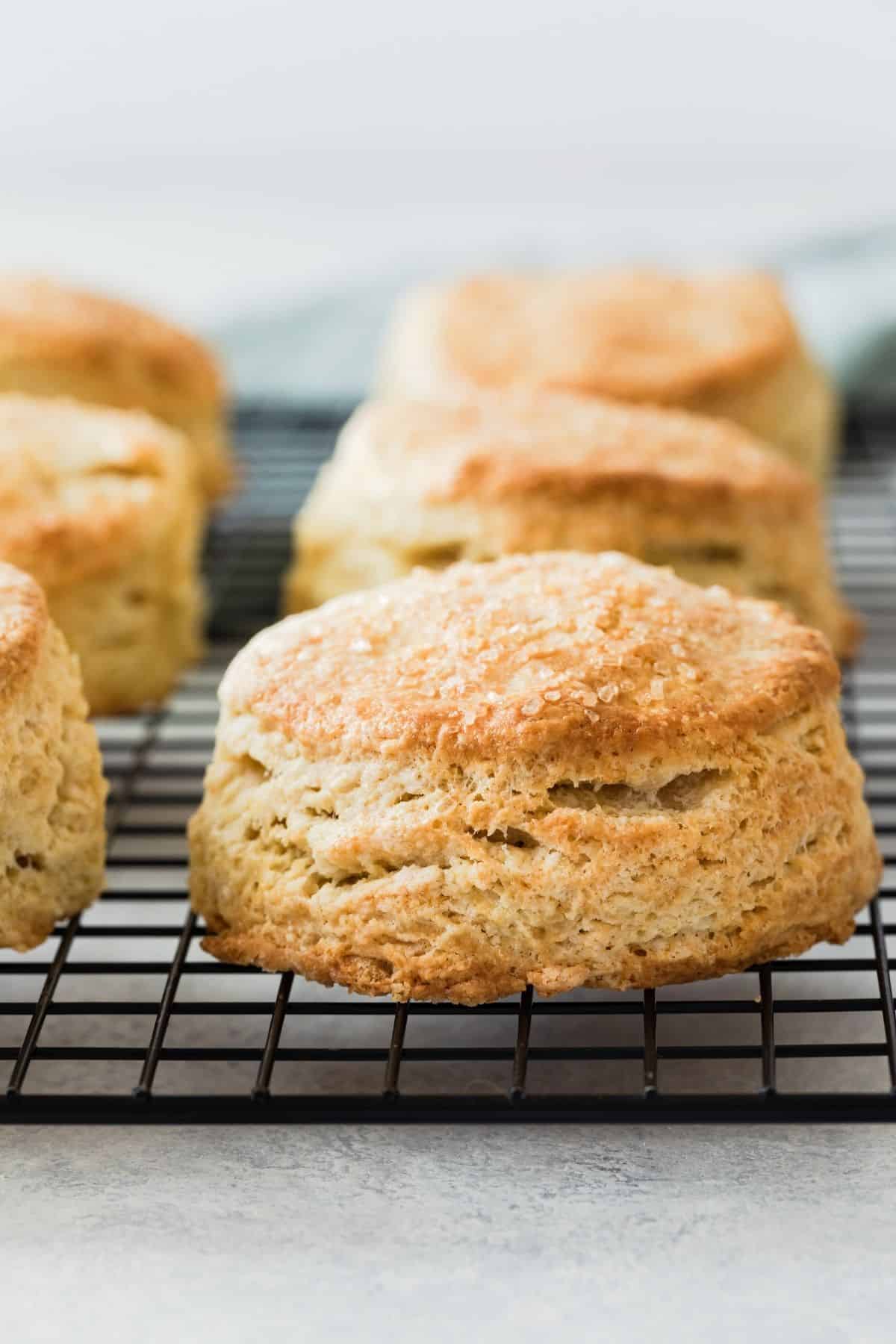 baked shortcakes on a wire rack