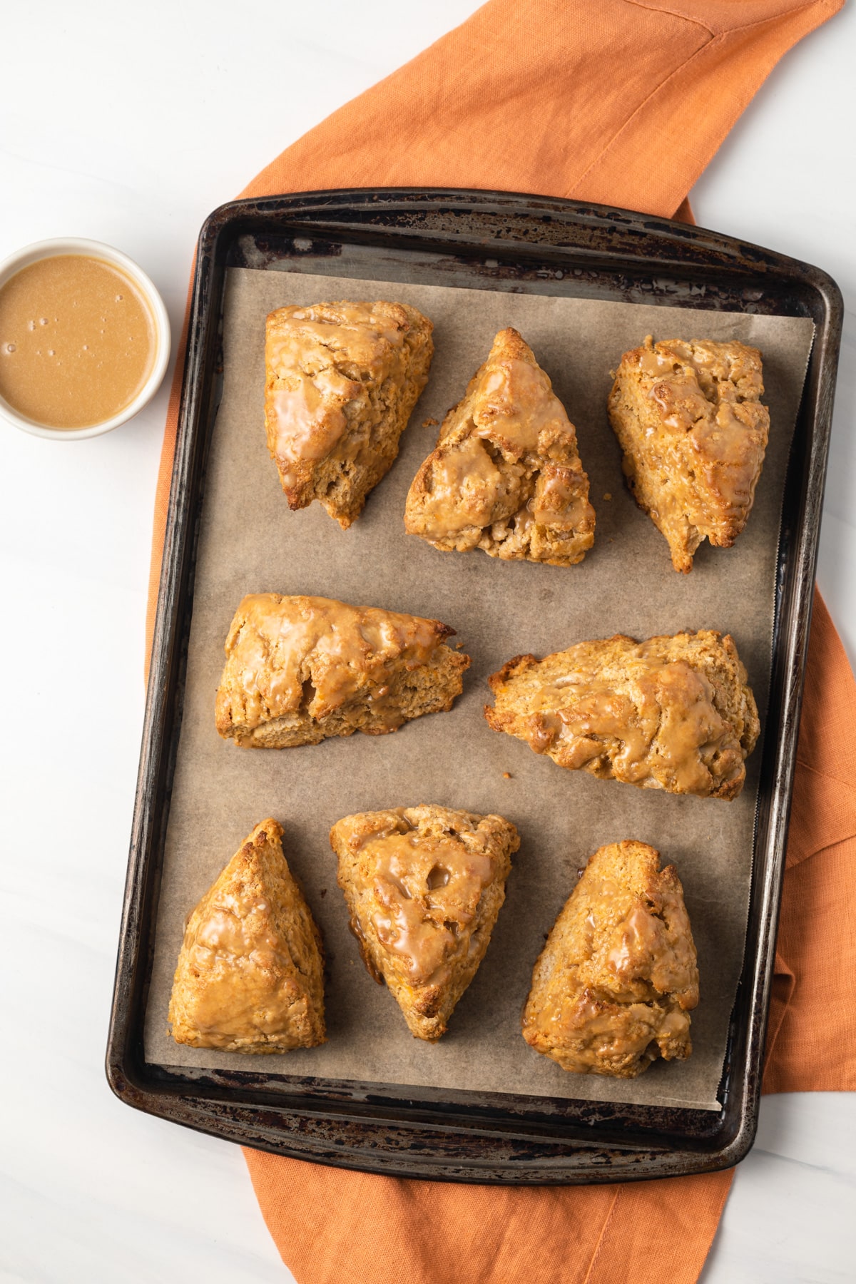 Overhead view of sweet potato scones.