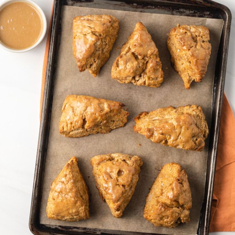 Overhead view of sweet potato scones.