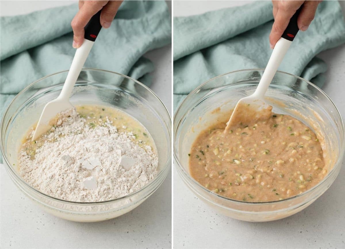 process shots showing how to make zucchini bread